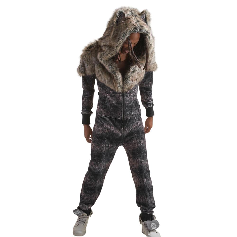Spirit Hoods x Jack Grazer Wolf Artist Edition Faux Fur Animal Onesie Size L